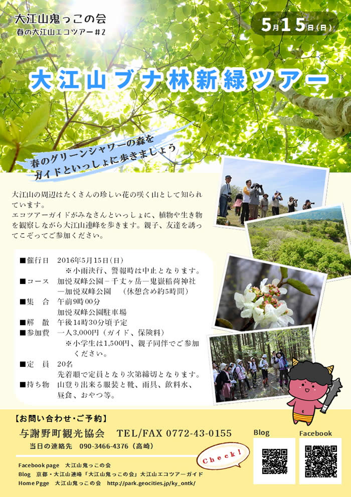 天橋立 観光 ニュース 与謝野町/大江山ブナ林新緑ツアー開催
